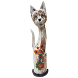 Coquettish Cat Carving w/ Beaded Inlay