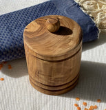 Lidded Spice Box of Olivewood