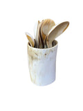 HD Vase/Utensil Holder of Ankole Horn with Wood Base