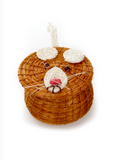 Lidded-Sisal Animal Basket