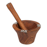 HD Mortar & Pestle of Olivewood/Batik Bone